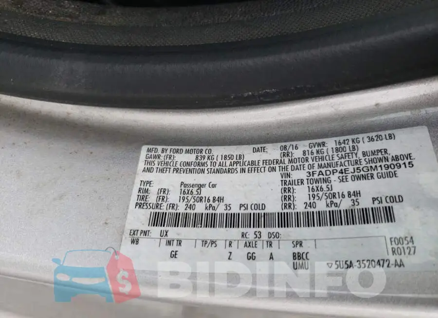 3FADP4EJ5GM190915 Photo# 12