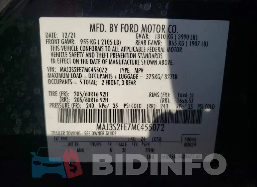 MAJ3S2FE7MC455072 Photo# 13