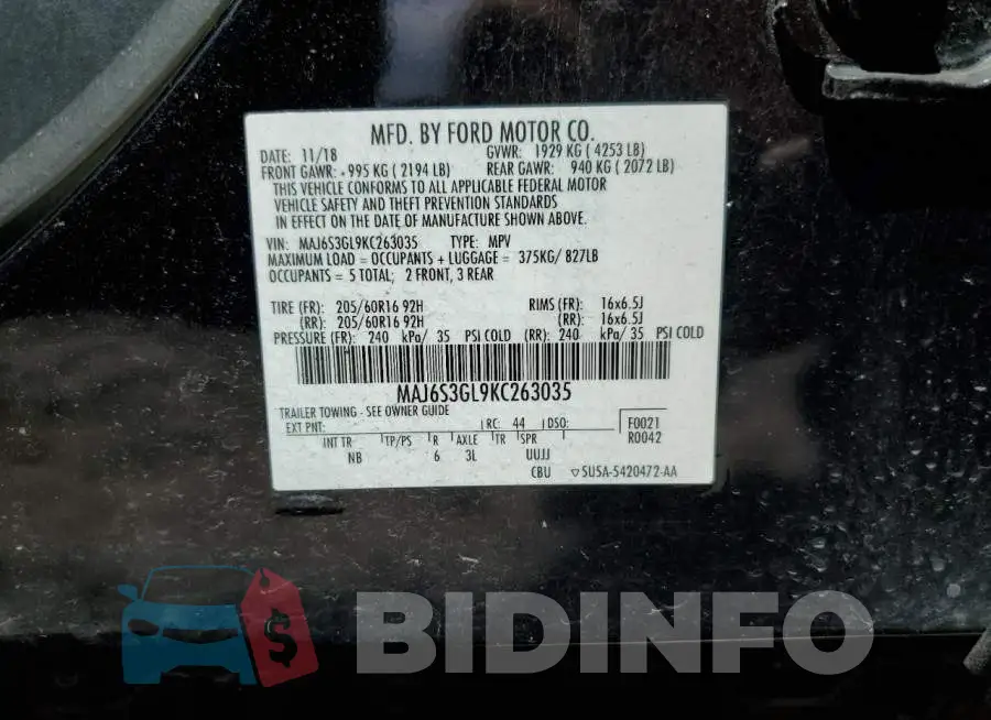 MAJ6S3GL9KC263035 Photo# 10
