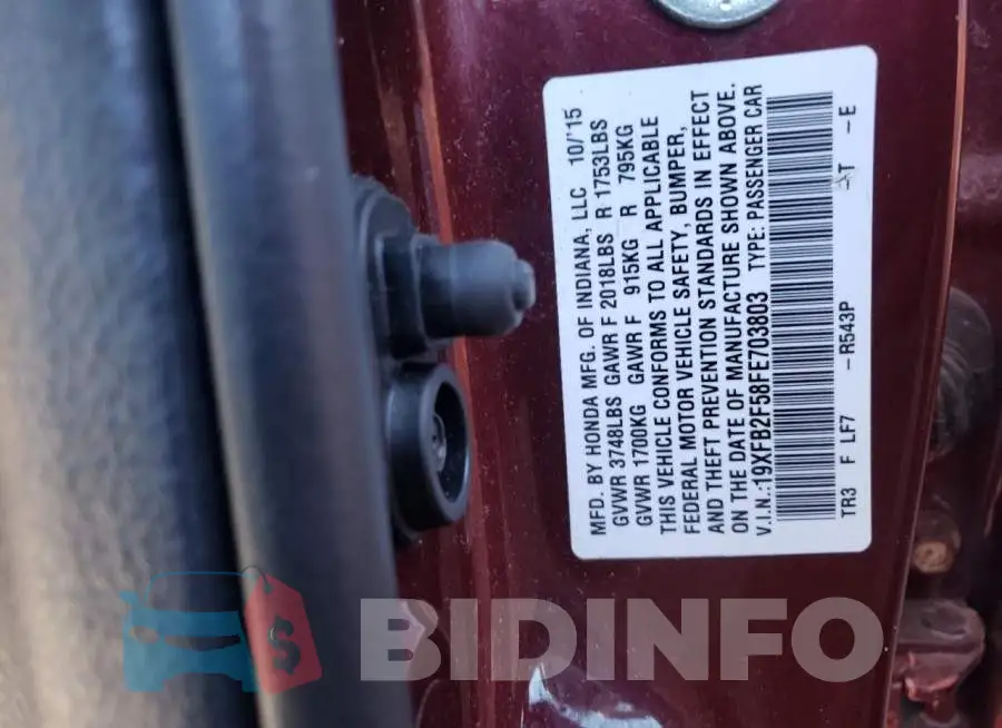19XFB2F58FE703803 Photo# 10
