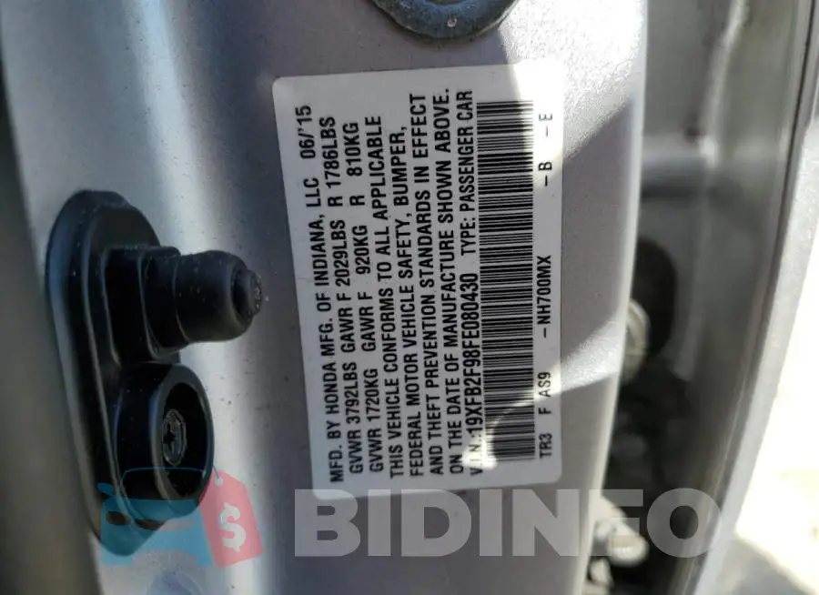 19XFB2F98FE080430 Photo# 12