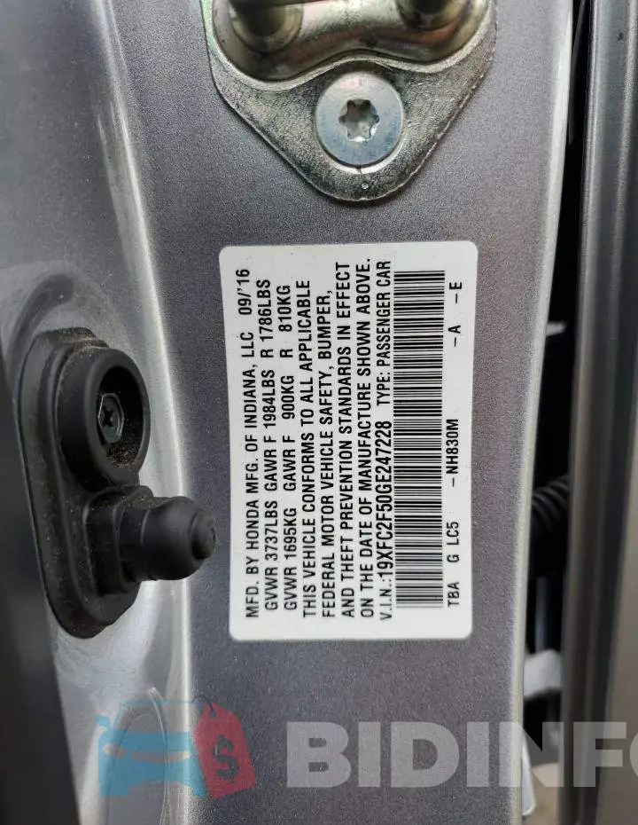 19XFC2F50GE247228 Photo# 12