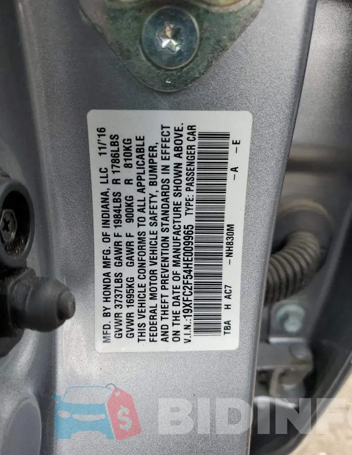 19XFC2F54HE009965 Photo# 12