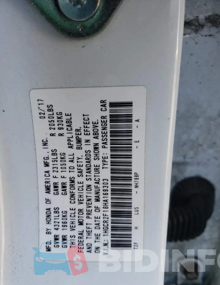 1HGCR2F18HA169303 Photo# 12