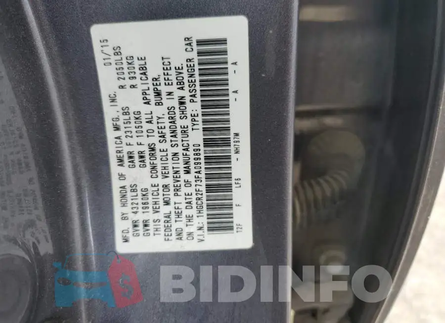 1HGCR2F73FA099890 Photo# 12