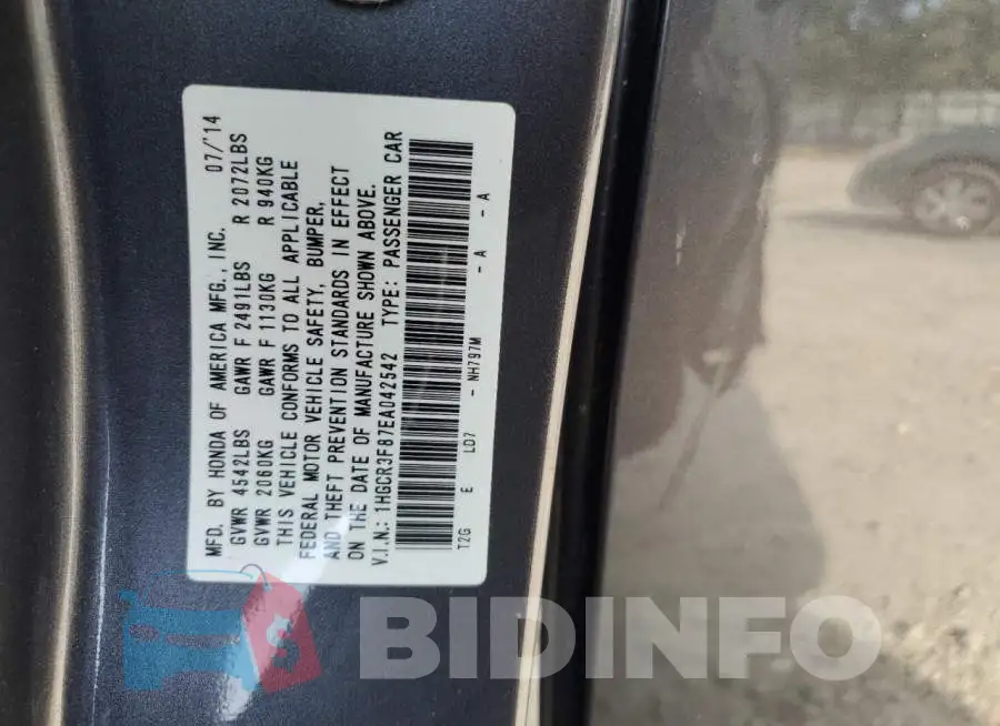 1HGCR3F87EA042542 Photo# 13