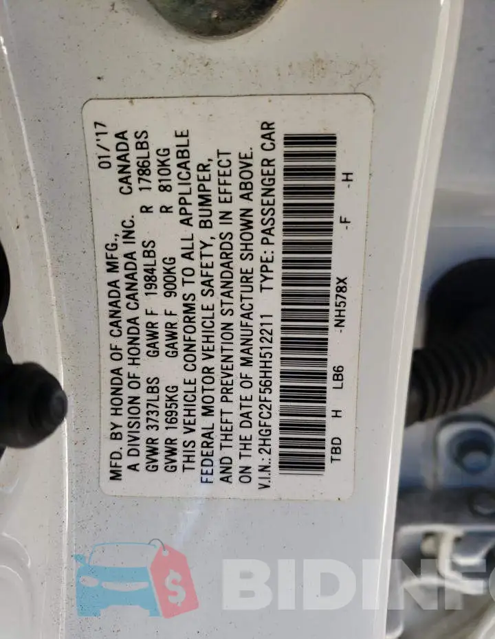 2HGFC2F56HH512211 Photo# 12