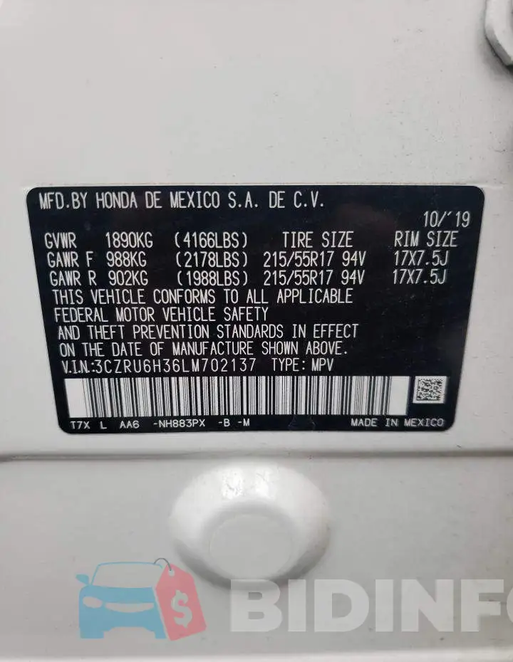 3CZRU6H36LM702137 Photo# 13