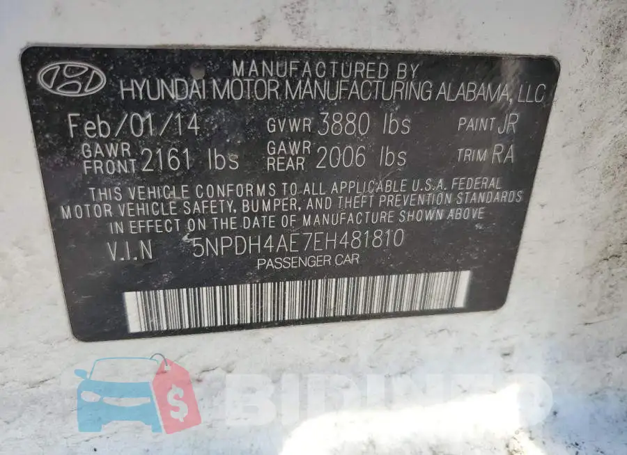 5NPDH4AE7EH481810 Photo# 12