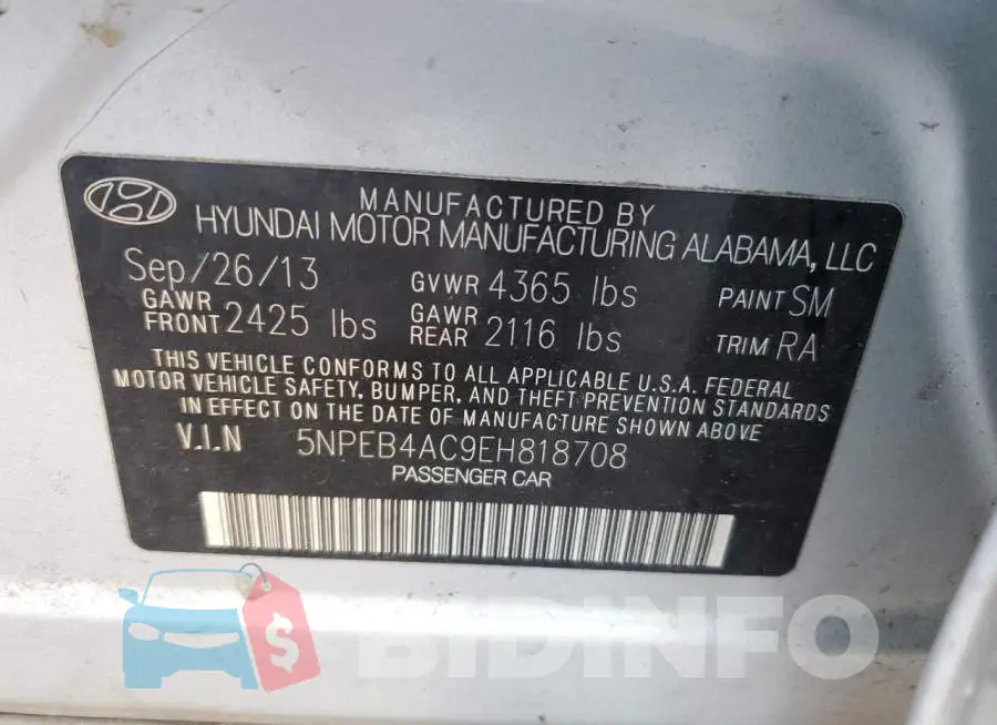 5NPEB4AC9EH818708 Photo# 12