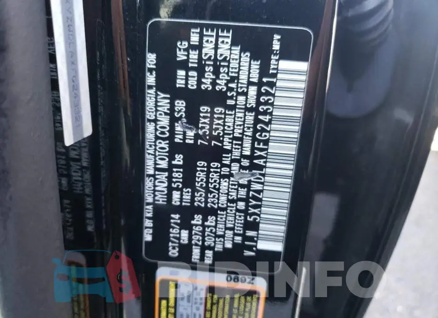 5XYZWDLAXFG243321 Photo# 13