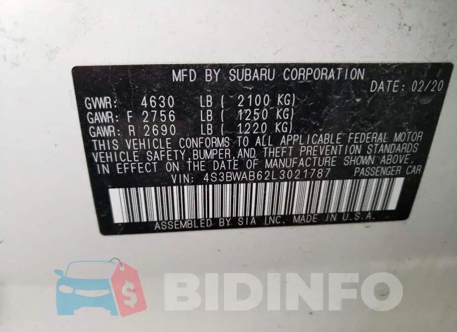 4S3BWAB62L3021787 Photo# 12