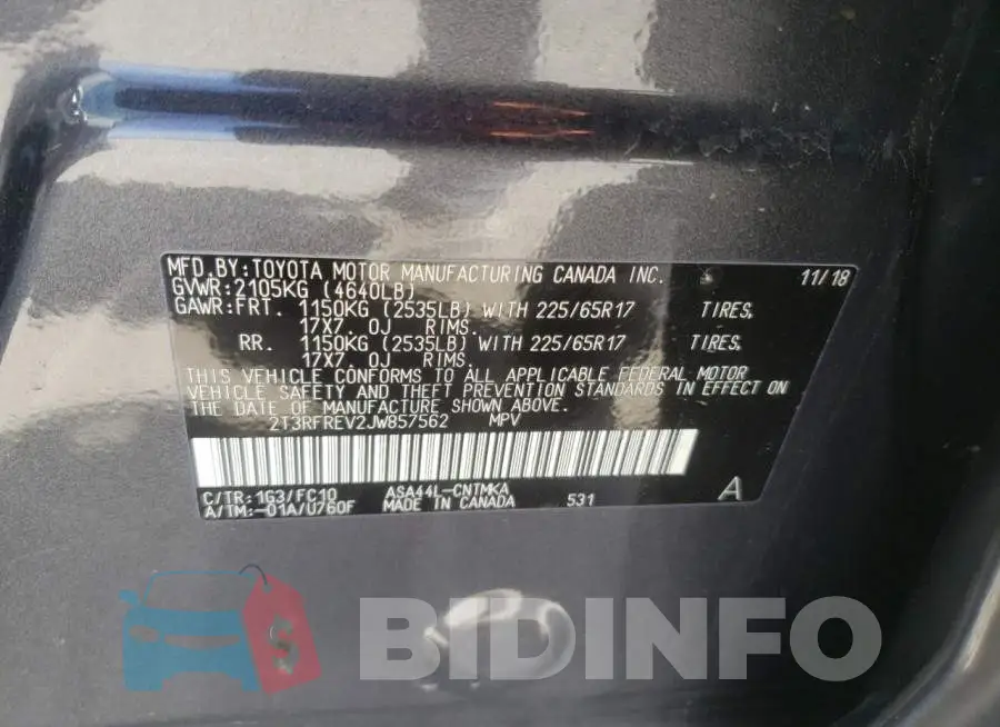 2T3RFREV2JW857562 Photo# 13