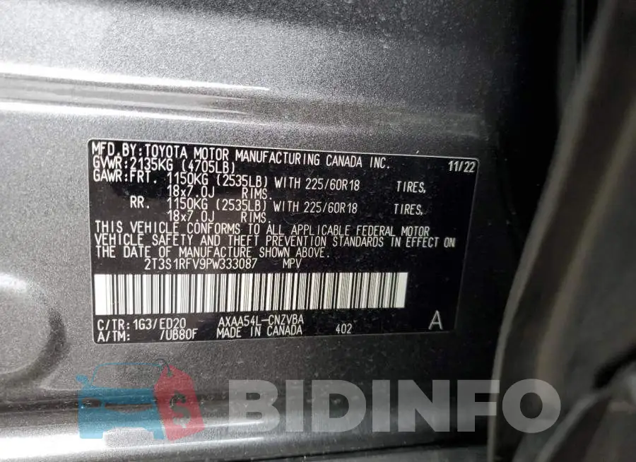 2T3S1RFV9PW333087 Photo# 14