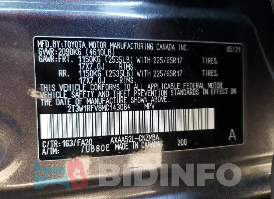 2T3W1RFV8MC143084 Photo# 13