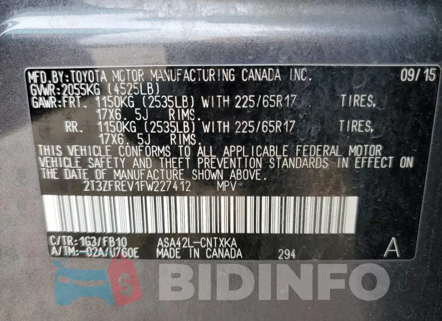 2T3ZFREV1FW227412 Photo# 13