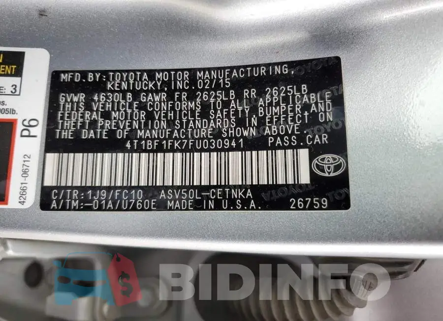 4T1BF1FK7FU030941 Photo# 13
