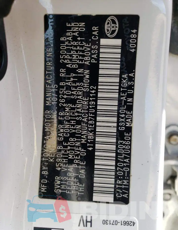 4T1BK1EB7FU191142 Photo# 12