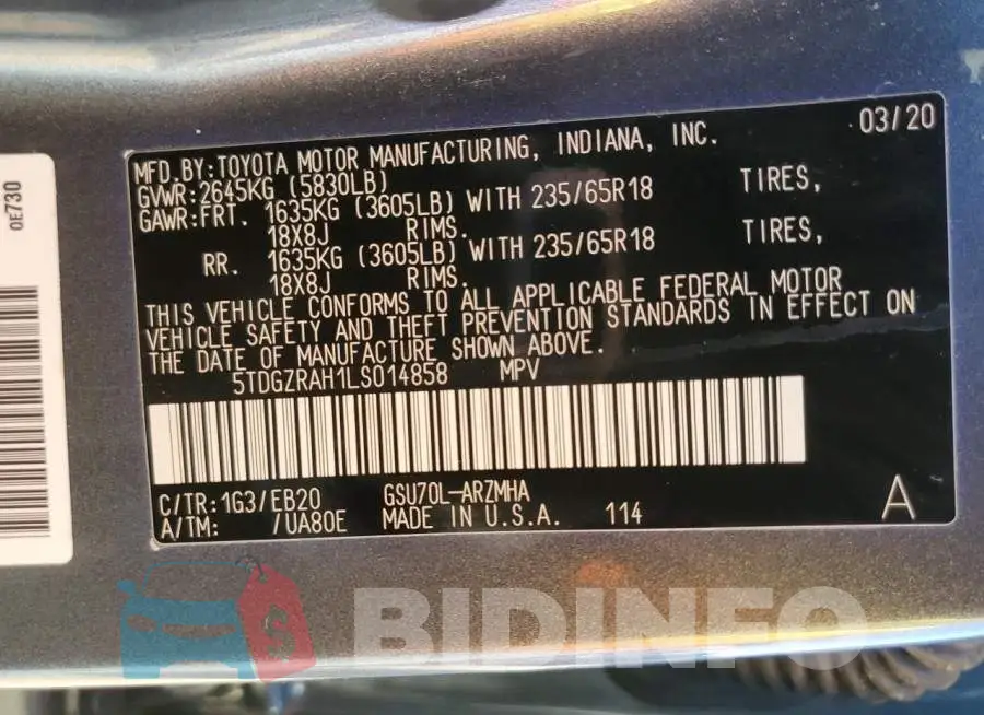 5TDGZRAH1LS014858 Photo# 13