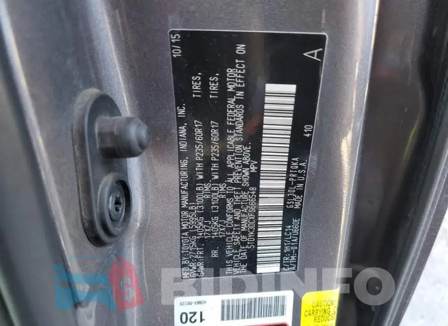 5TDYK3DCXFS666548 Photo# 13