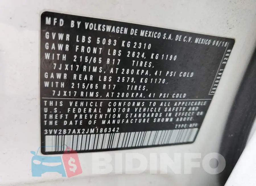 3VV2B7AX2JM186342 Photo# 12
