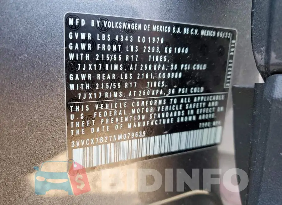 3VVCX7B27NM079639 Photo# 13