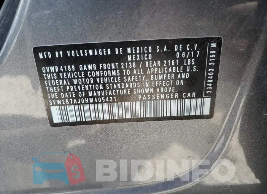 3VW2B7AJ0HM405431 Photo# 12
