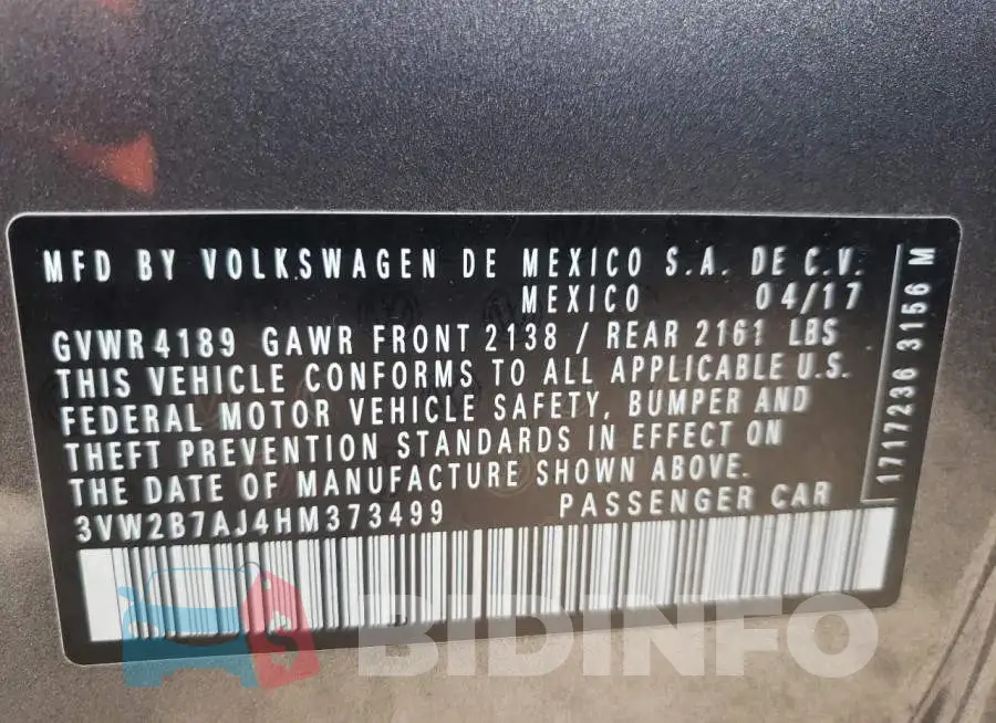 3VW2B7AJ4HM373499 Photo# 10