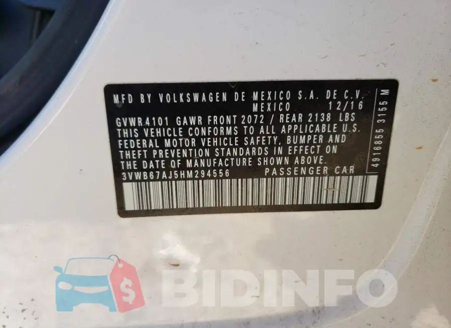 3VWB67AJ5HM294556 Photo# 12