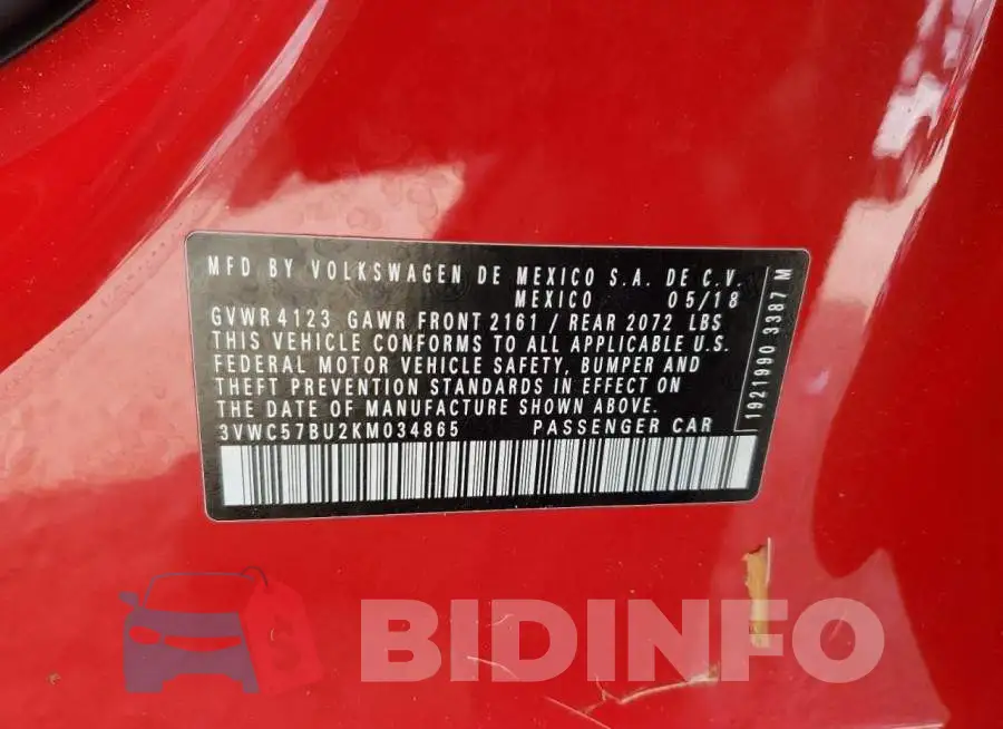 3VWC57BU2KM034865 Photo# 13