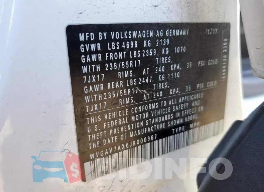 WVGAV7AX6JK000967 Photo# 12