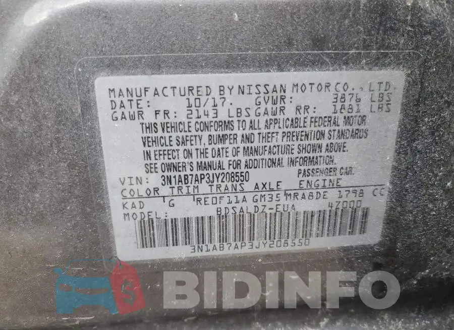3N1AB7AP3JY208550 Photo# 12