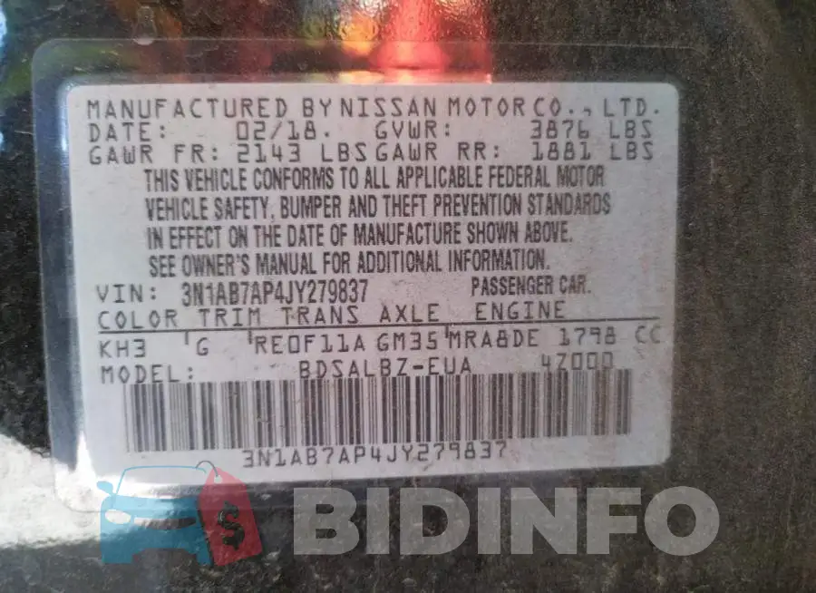 3N1AB7AP4JY279837 Photo# 12