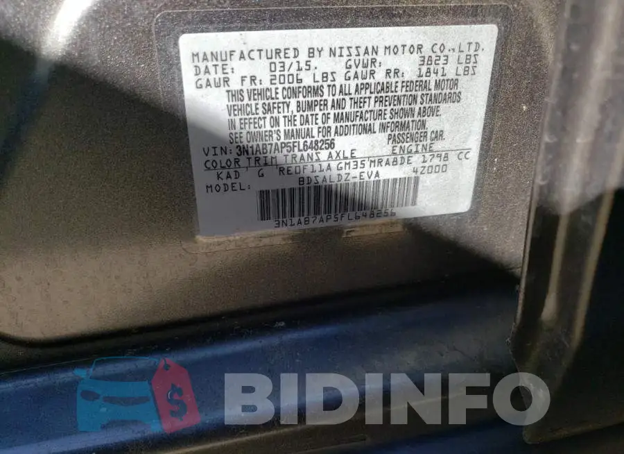 3N1AB7AP5FL648256 Photo# 12