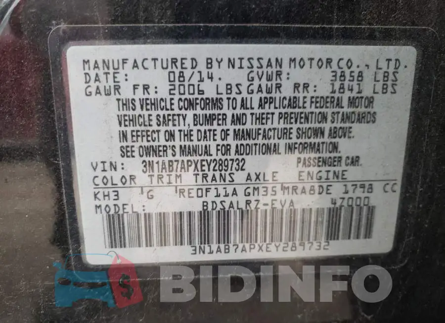 3N1AB7APXEY289732 Photo# 12