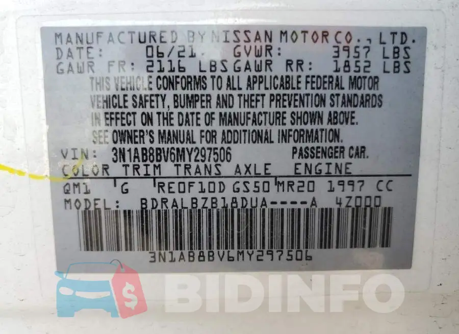 3N1AB8BV6MY297506 Photo# 12