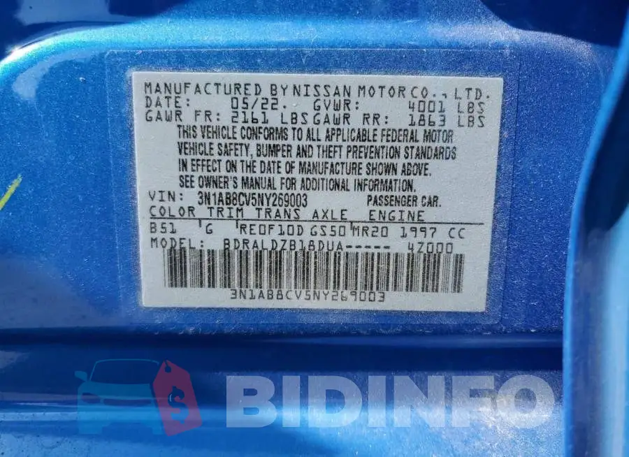 3N1AB8CV5NY269003 Photo# 12