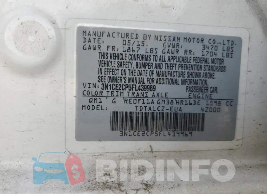 3N1CE2CP5FL439969 Photo# 12
