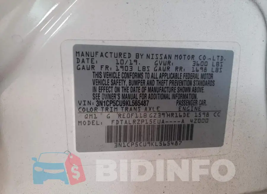 3N1CP5CU9KL565487 Photo# 12