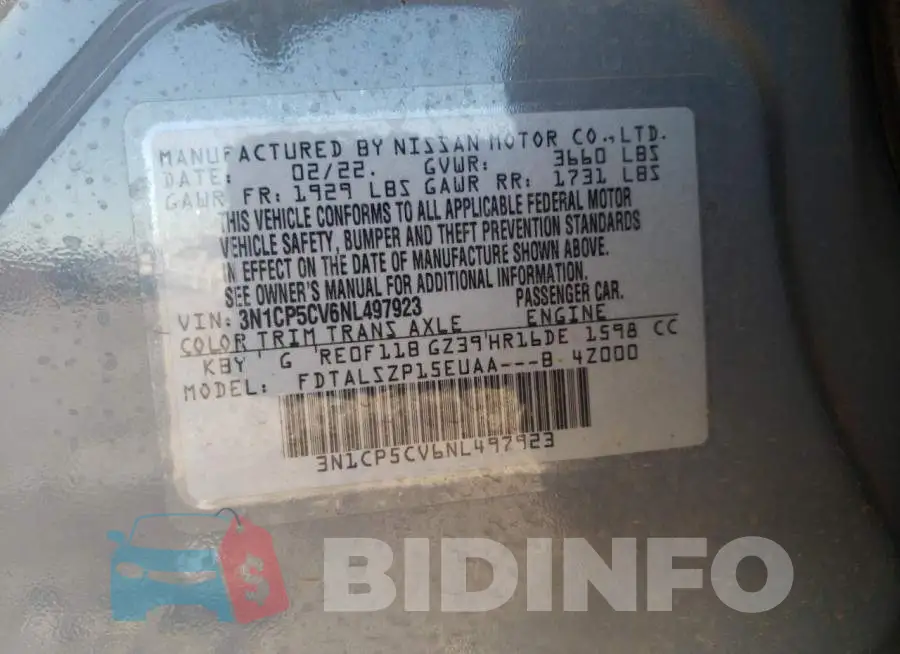 3N1CP5CV6NL497923 Photo# 13