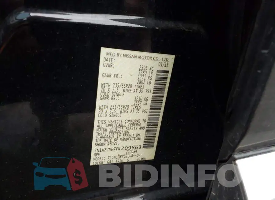 5N1AZ2MH7FN209863 Photo# 14