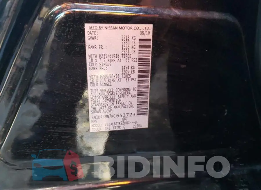 5N1DR2MN7KC653723 Photo# 13