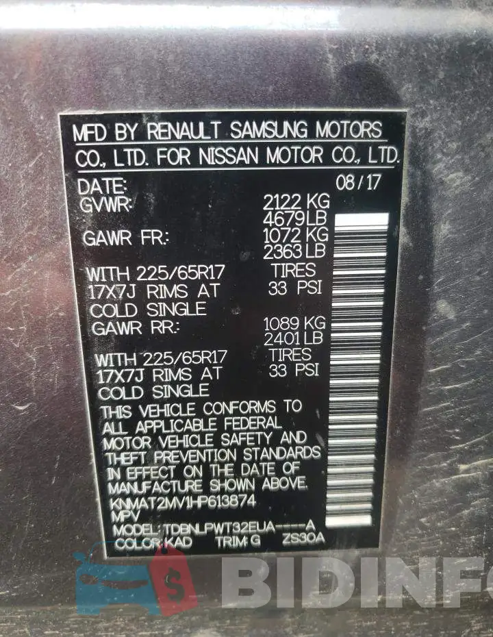 KNMAT2MV1HP613874 Photo# 10
