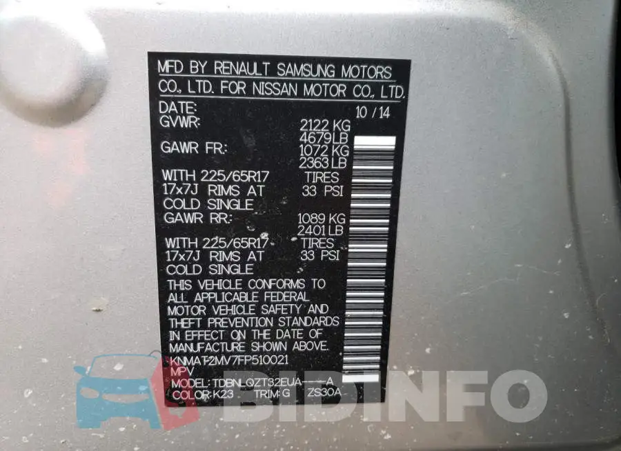 KNMAT2MV7FP510021 Photo# 14