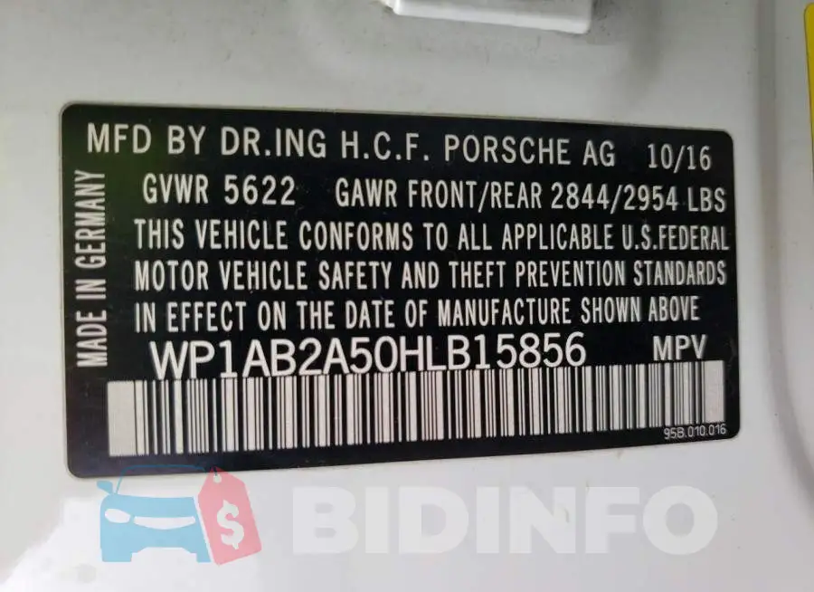 WP1AB2A50HLB15856 Photo# 12