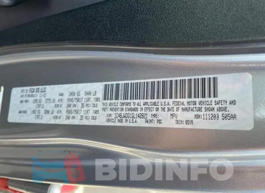 1C4BJWDG1GL142821 Photo# 10