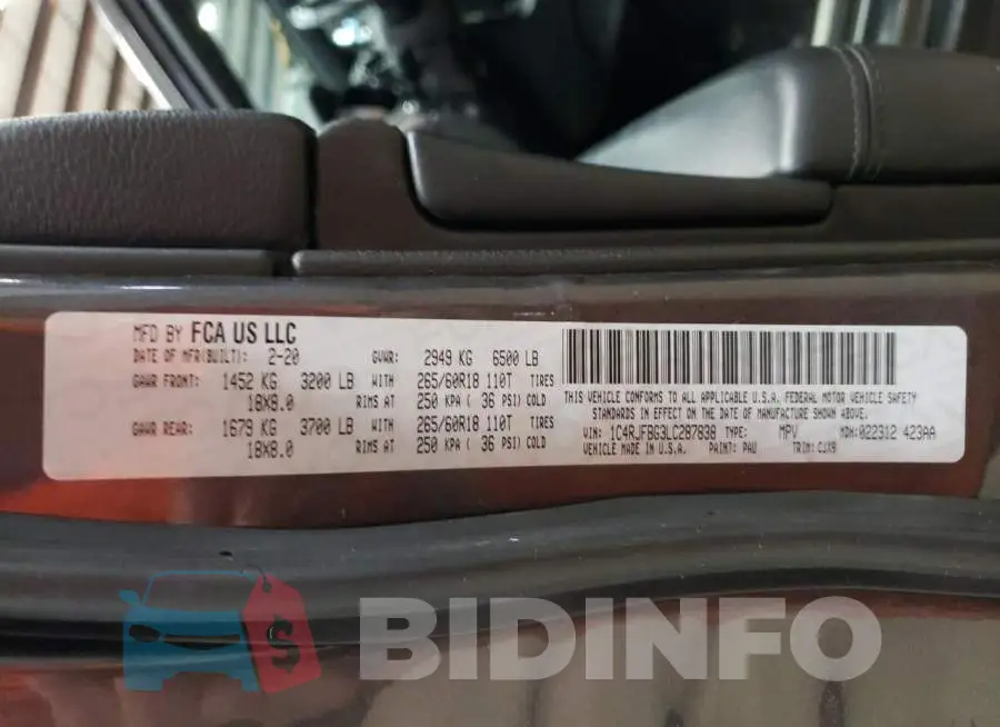 1C4RJFBG3LC287838 Photo# 12