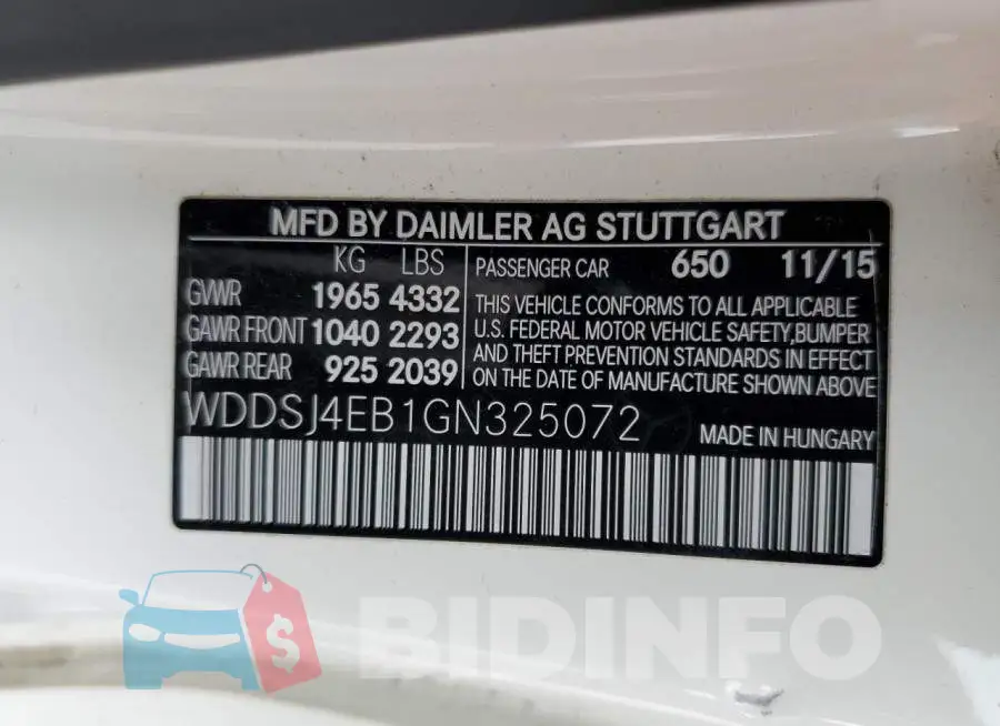 WDDSJ4EB1GN325072 Photo# 12