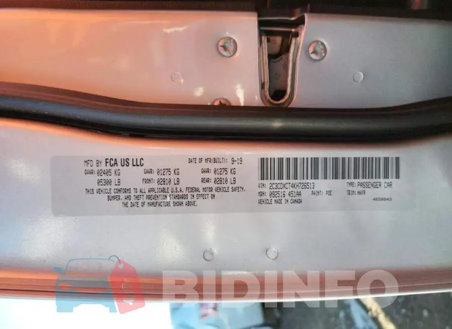 2C3CDXCT4KH726513 Photo# 12