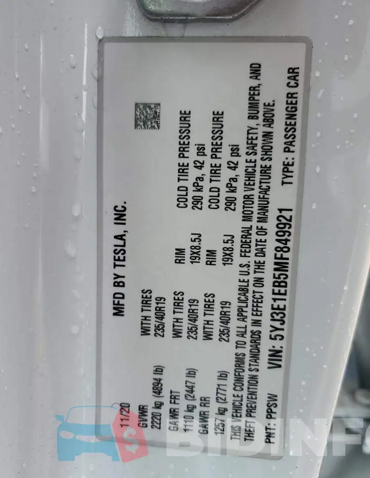 5YJ3E1EB5MF849921 Photo# 12